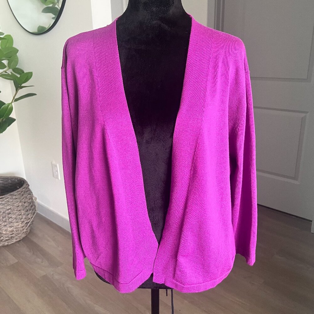 Saturn Womens Open Front Purple Cardigan Sz XL Business Casual Lightweight